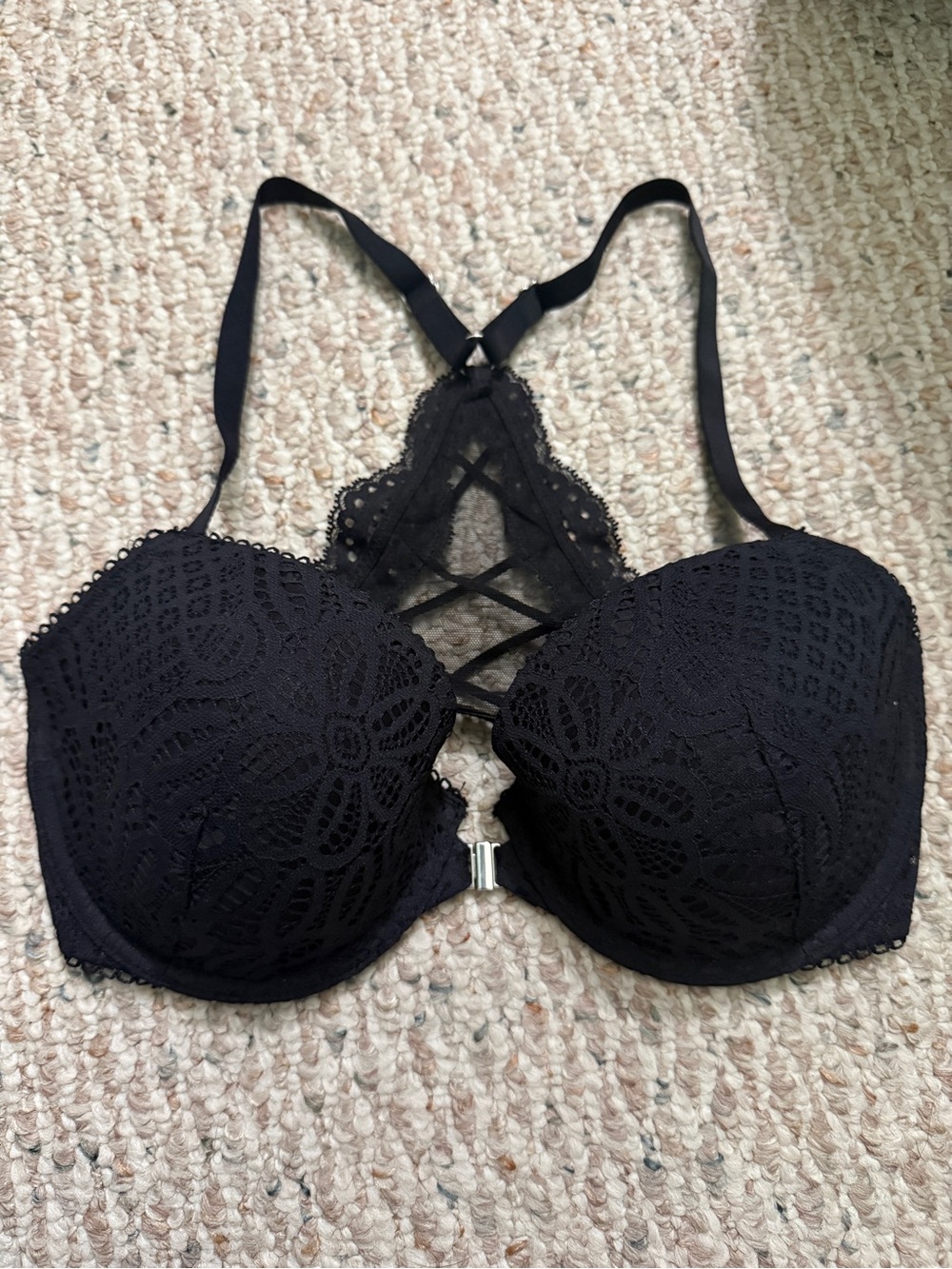 Victoria’s Secret Black Lace Racerback Push-Up Bra - Women Intimates & Sleepwear